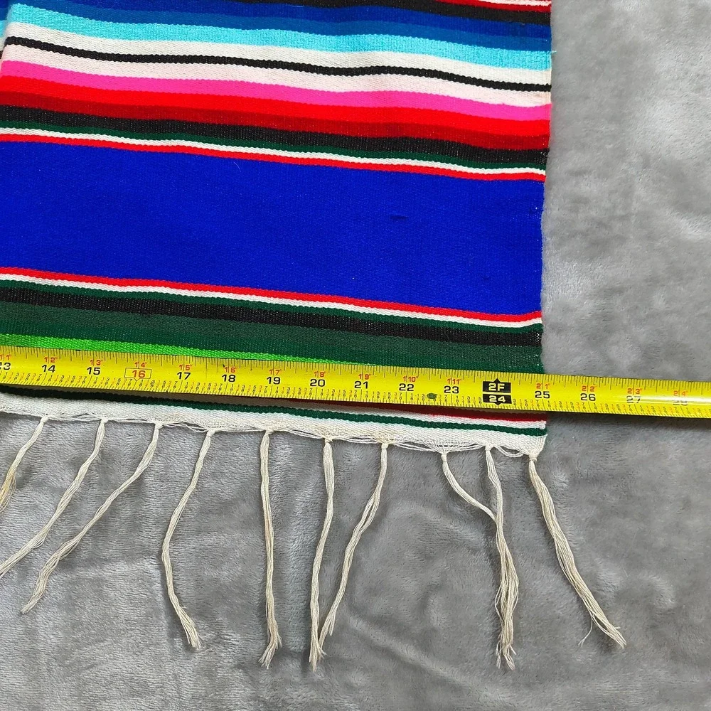 Vintage Serape Table Runner Wool Saltillo Dresser Scarf Mexican 60x25 Hand Woven